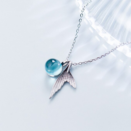 Mermaid Tail and Orb Pendant Necklace (SC6)