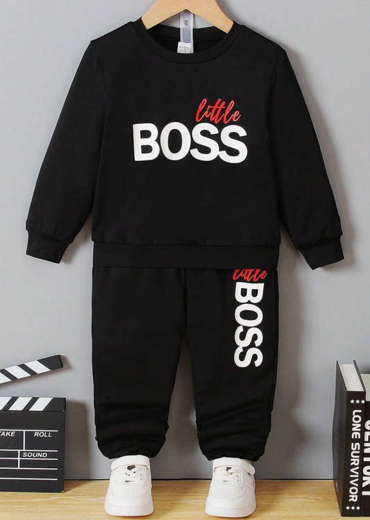 Young Boy Letter Graphic Sweatshirt & Sweatpants (SC76)