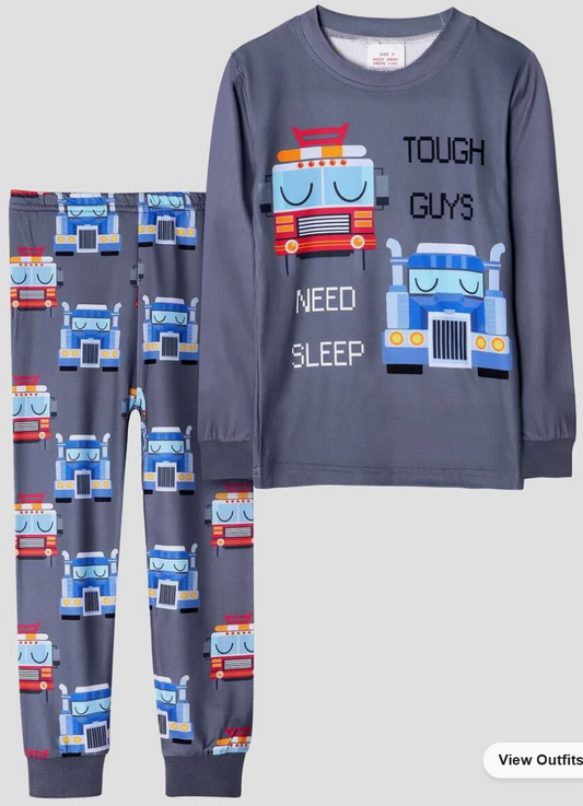 Boys Car & Slogan Graphic Snug Fit PJ Set (SC93)